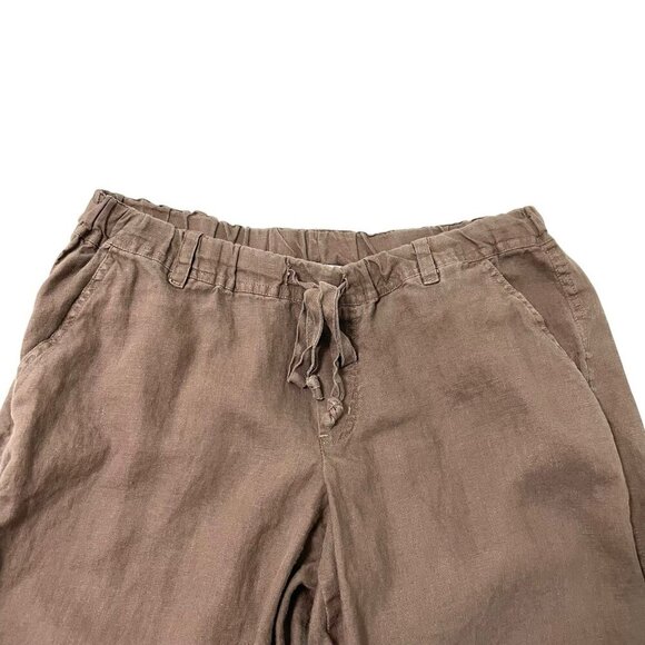 Allen Allen 100% Linen Cropped Culottes Pull-On Pants Brown size Medium Petite - Picture 2 of 6
